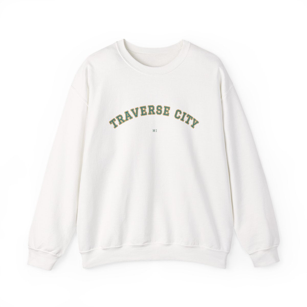 Traverse City Varsity — Crewneck White